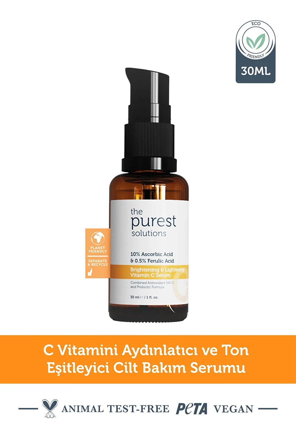 The Purest Solutions C Vit Aydınlatıcı Və Ton bərabərləşdirici Baxım Serumu 30 ml (%10 Ascorbic Acid & Ferulic Acid %0,5)