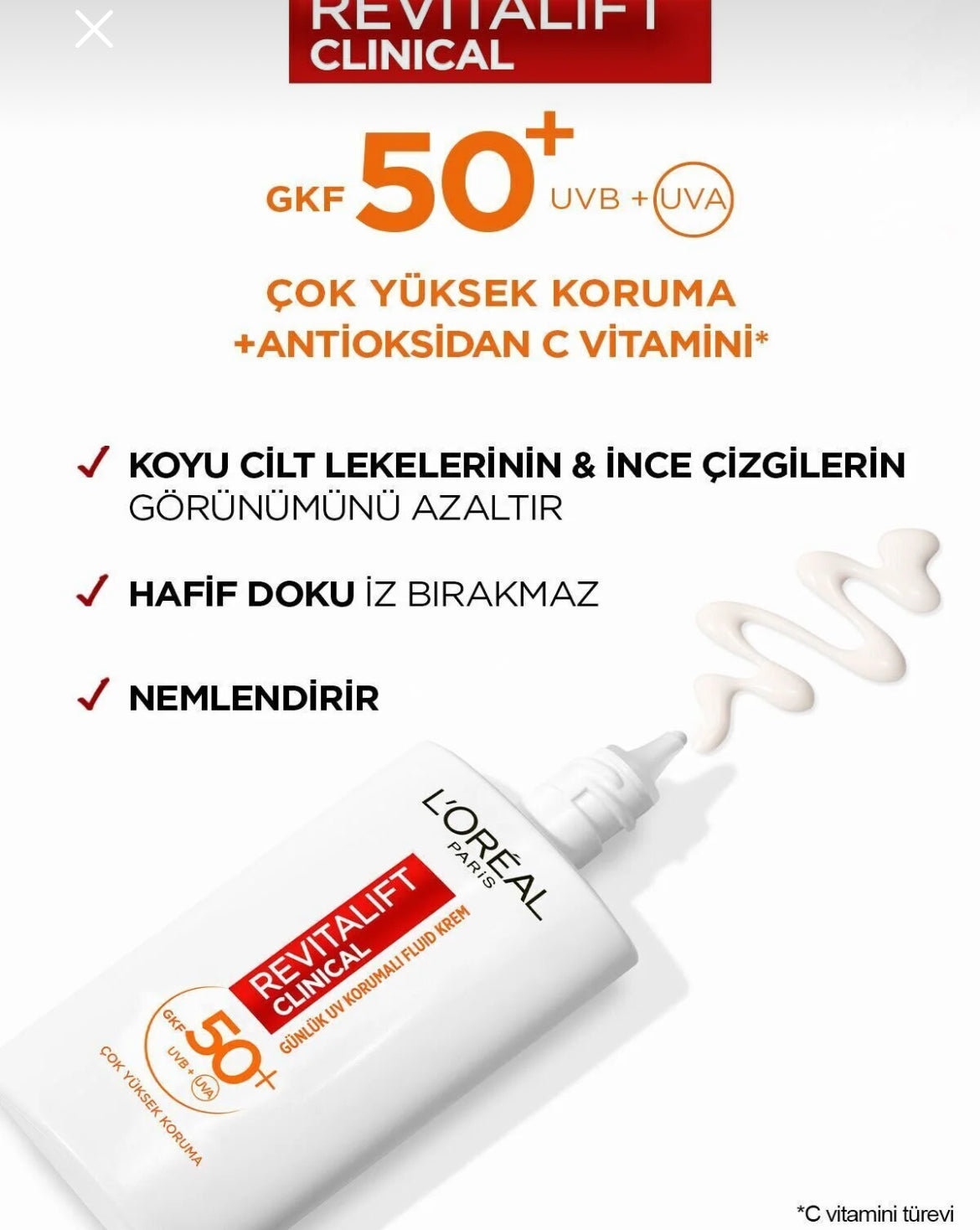 L’Oréal Paris Revitalift Clinical SPF 50+ Günlük UV Qoruyucu Krem