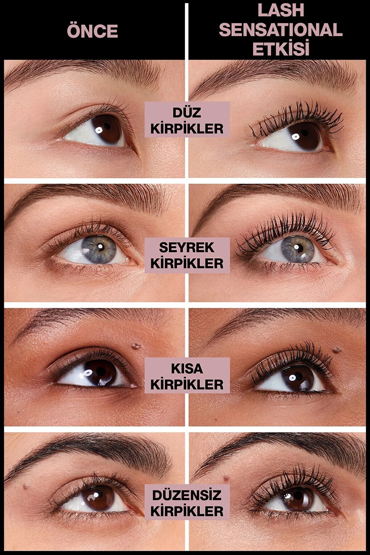 Maybelline New York Lash Sensational Yelpazə Etkili Intense Black Maskara